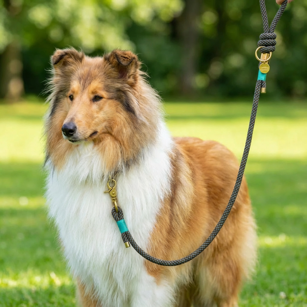 Chestnut-Torquoise Rope Style Leash