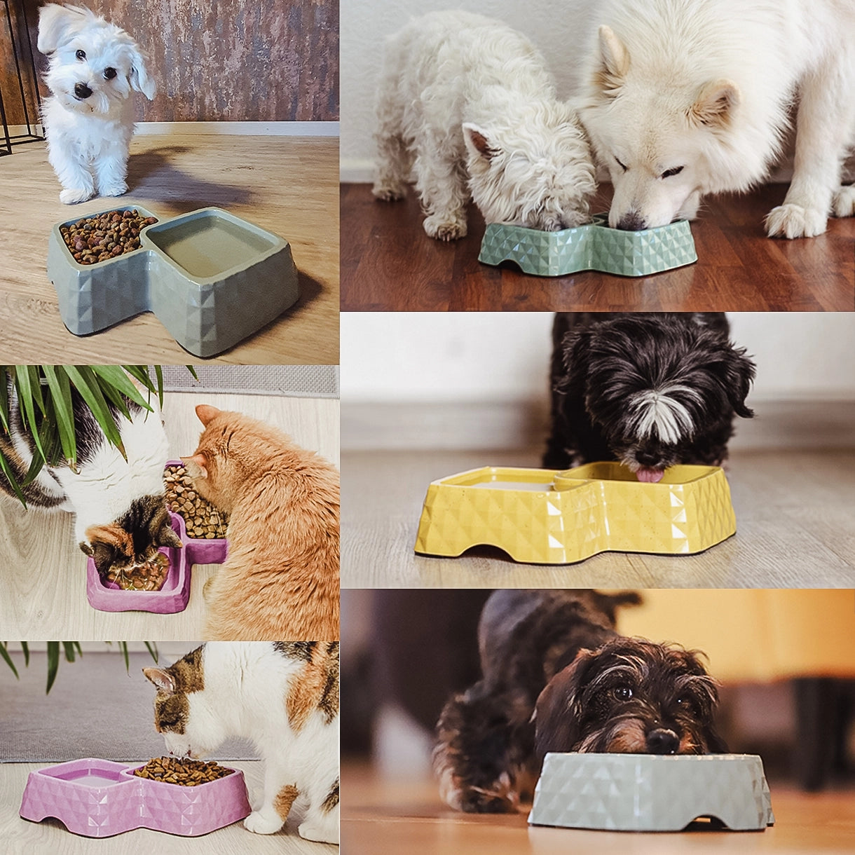 Bamboo Double Bowl For Dogs (& Cats) - Non-Slip