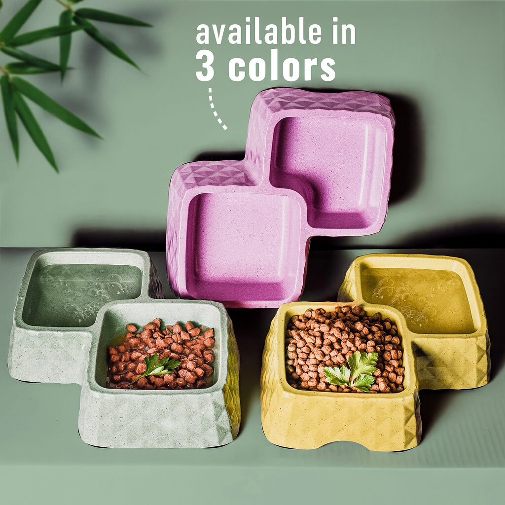 Bamboo Double Bowl For Dogs (& Cats) - Non-Slip