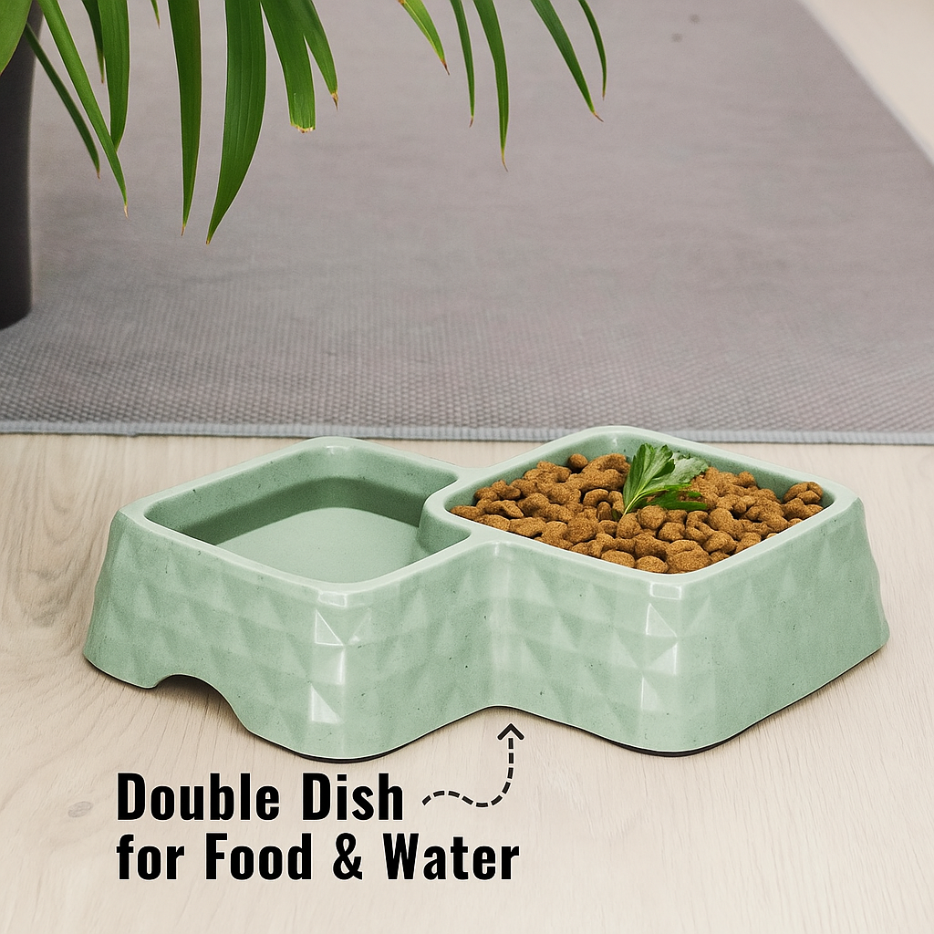 Bamboo Double Bowl For Dogs (& Cats) - Non-Slip