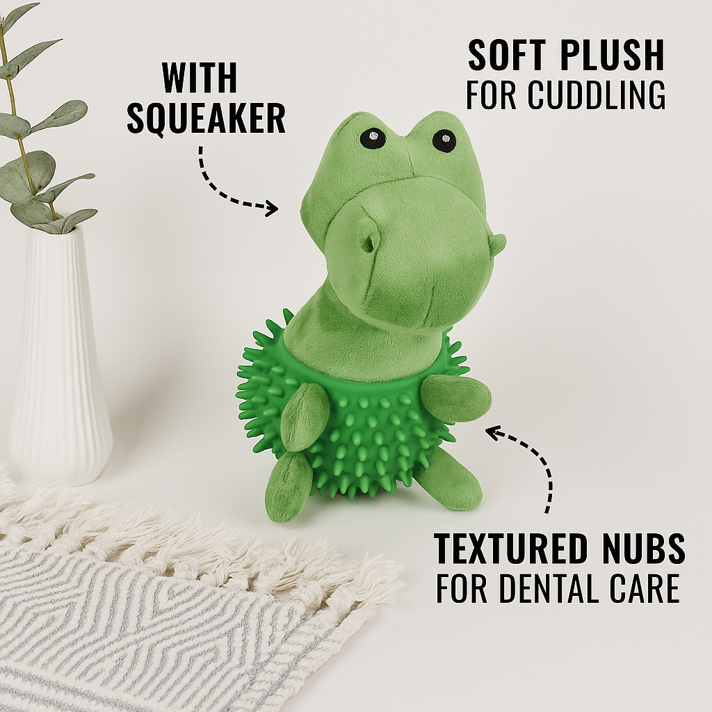 Dog Toy  - Dino Plushie with Squeaker and Nubs