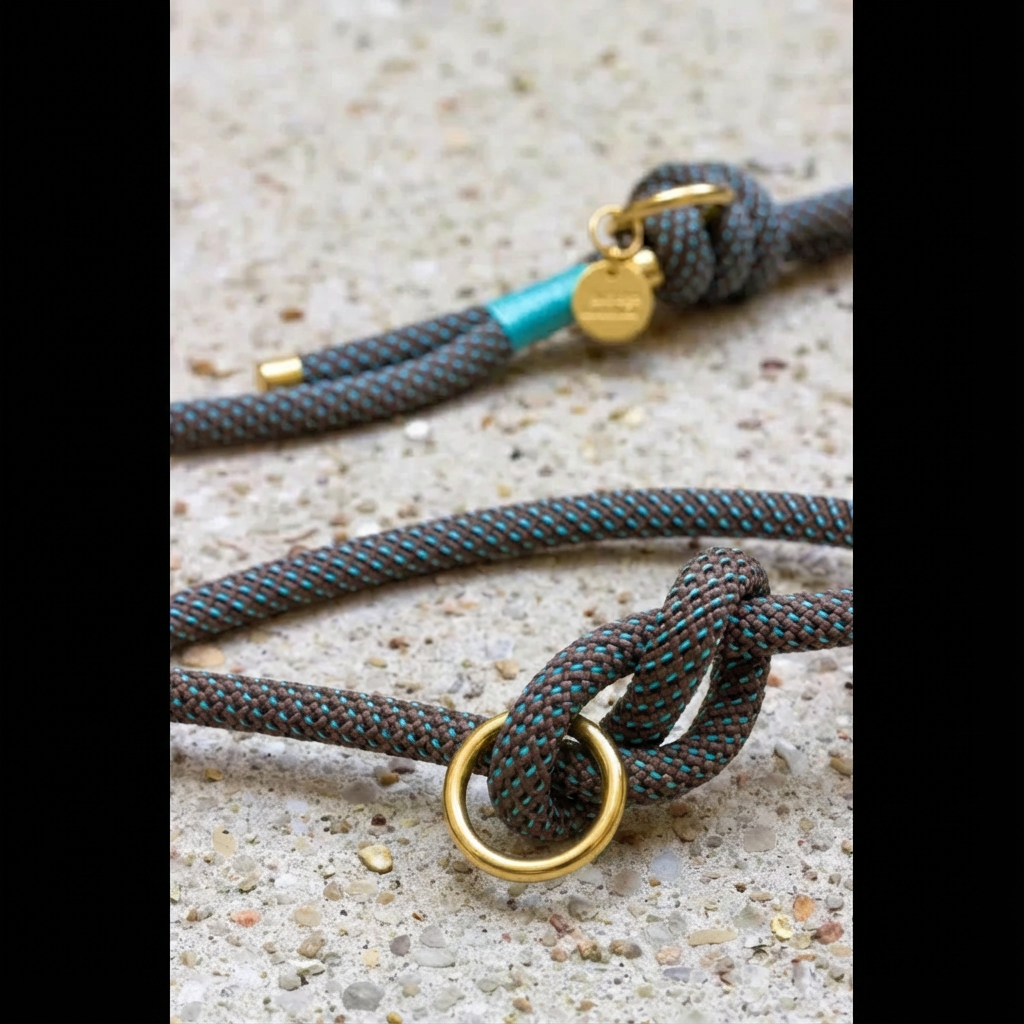 Chestnut-Torquoise Rope Style Leash