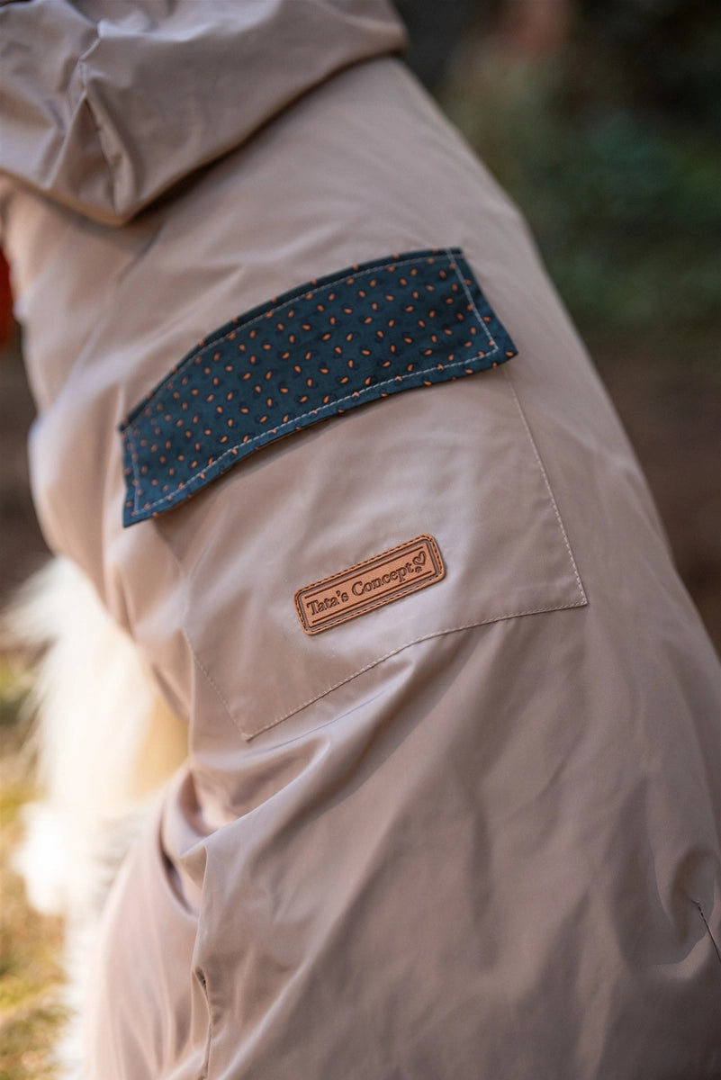 Beige  Waterproof Dog Raincoat with Hood